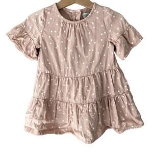 Zara Baby Girl Polka Dot Lyocell Short Bell Sleeve Dress - Pink White - 18-24M